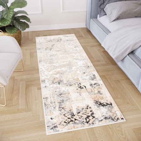Tapiso Crystal Loper Tapijtloper Grijs Licht Laagpolig Vloerkleed Maat- 70x650