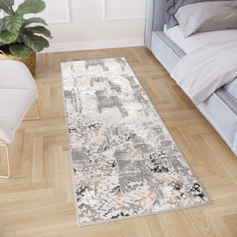 Tapiso Crystal Loper Tapijtloper Lichtgrijs Modern Laagpolig Vloerkleed Maat- 70x500