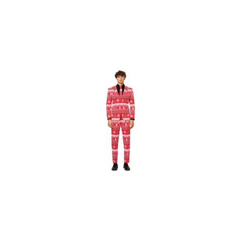 OppoSuits Winter Wonderland - Heren Kostuum - Rood - Kerstpak - Maat 48