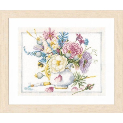Borduurpakket Bloemen in een witte pot - Marjolein Bastin