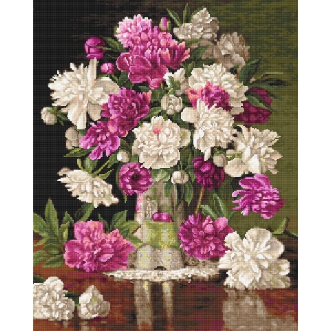 Luca-S Red and White Peonies borduren (pakket) B608