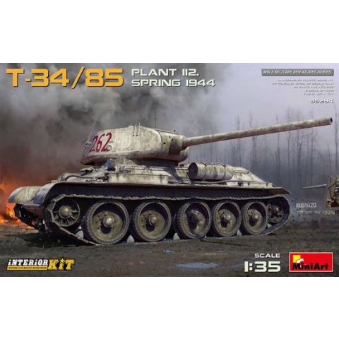 1:35 MiniArt 35294 T-34/85 Plant 112. Spring 1944 with Interior Kit Plastic Modelbouwpakket