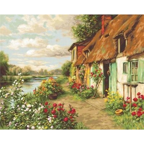 Luca-s borduurpakket landschap langs de rivier te borduren b571