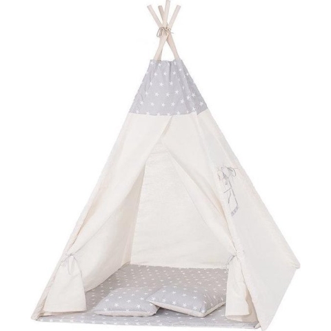 Wigwam tipi teepee tent - speeltent - 4 delig - 100% katoen - sterrenpatroon