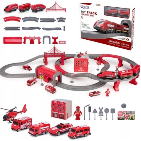 WOOPIE Elektrische trein Autobaan Guard Helikopter Auto's 92 el.