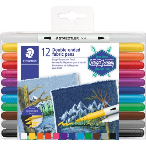 Viltstift staedtler 3190 textiel duo ass - 5 stuks