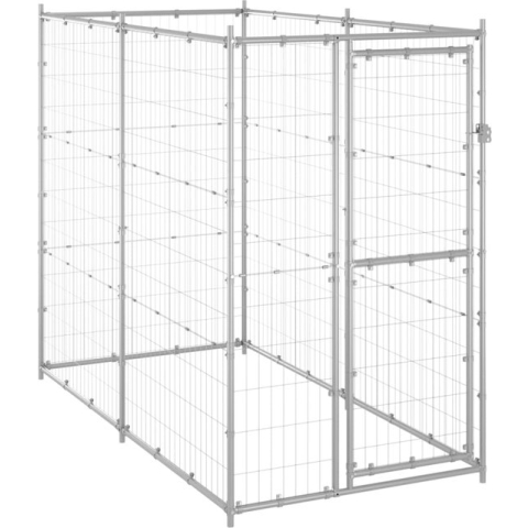 vidaXL-Hondenkennel-voor-buiten-110x220x180-cm-gegalvaniseerd-staal