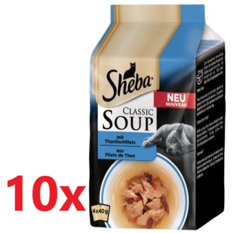 Sheba - Classic Soup Tonijn - Kattenvoer Multipack - 10 verpakingen van 4x40 g