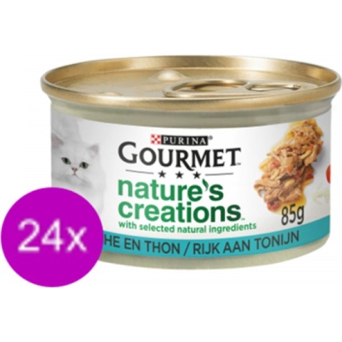 24x Gourmet Nature's Creations - Tonijn in Blik - Kattenvoer - 85g