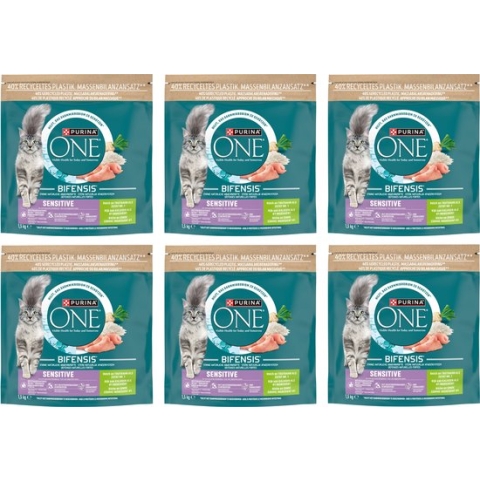 Purina ONE Sensitive - Kattenvoer - Kalkoen - 6 x 1.5kg