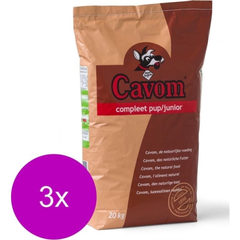 Cavom Compleet Pup/Junior - Rund & Vlees - Hondenvoer - 3 x 20 kg