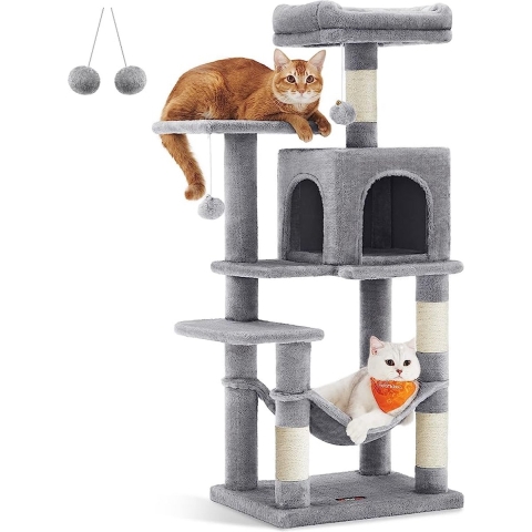 FurnStar kattenboom - Krabpaal - Grijs - 55x45x143cm