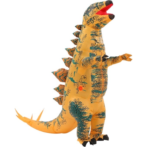 KIMU® Opblaasbaar Stegosaurus Kostuum Bruin - Opblaaspak Dino Kostuum Dinosaurus Dinopak - Opblaasbare Mascotte