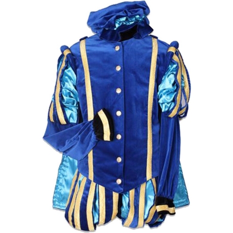 Piet fluweel met cape Malaga Blauw / Babyblauw.