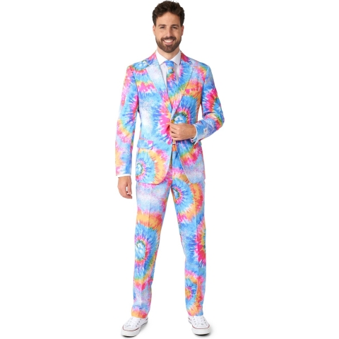 OppoSuits Mr. Tie Dye - Heren Pak - Flower Power Kostuum - Meerkleurig - Maat EU 46