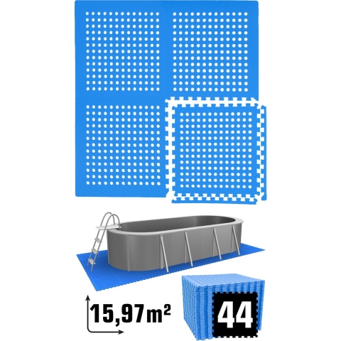 16 m² Poolmat - 44 EVA schuim matten 62x62 - outdoor poolpad - schuimrubber ondermatten set