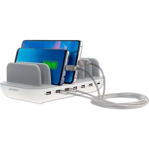 4smarts Universeel 60W Docking Oplaad Station 6 Poorts USB + USB-C Wit