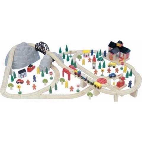 Houten treinset met berg 115-Delig Mentari 6122