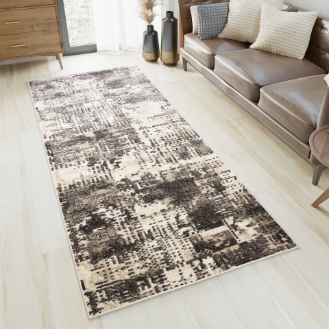 Tapiso Petra Tapijtloper Bruin Modern Laagpolig Vloerkleed Maat- 70x450