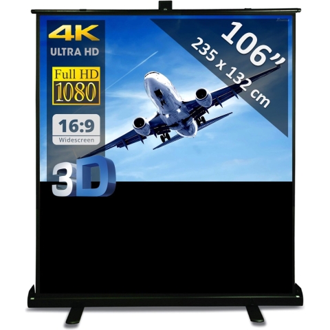 Vloerscherm 106" (270 cm) - 235 x 132 cm - 16:9 - Floor Pull Up - draagbaar/mobiel - beamer scherm