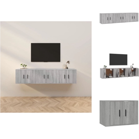 vidaXL TV-wandmeubel - grijs sonoma eiken - 3 stuks - 57 x 34.5 x 40 cm - klassiek design - Kast