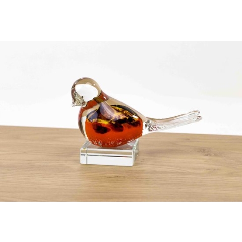Mini Urn Vogel op Kristallen sokkel Rood Loranto