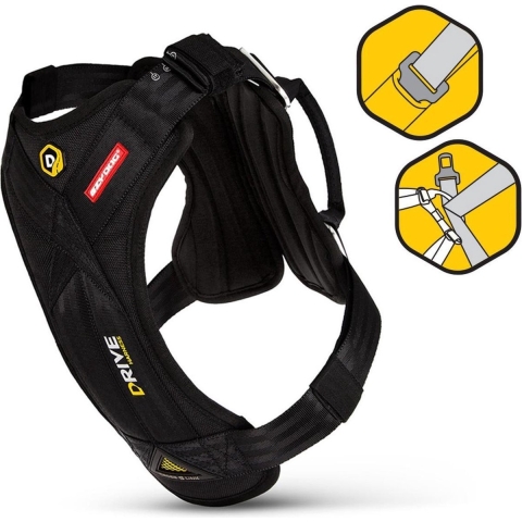 EzyDog Drive Honden Auto Tuig - Veiligheidsharnas - 38/86cm - Zwart