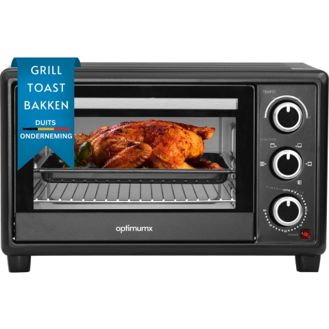 OptimumX Vrijstaande Mini Oven – 20L – Convestie Mini Oven – Hetelucht -Timer - Zwart