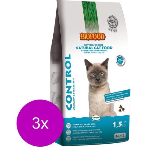 Biofood Ncf Control Urinary&Sterilised - Kattenvoer - 3 x 1.5 kg