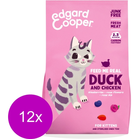 Edgard&Cooper Kitten Eend&Kip - Kattenvoer - 12 x 325 g