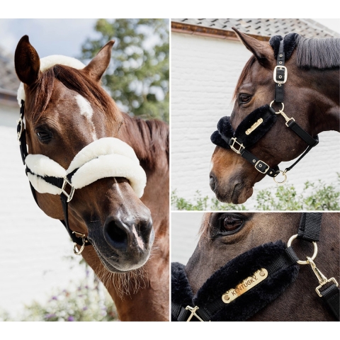 Kentucky Nylon Sheepskin Halter Soft - Natural - Maat Cob
