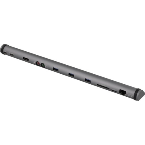 DELTACO USBC-1293 USB-C Dockingstation - 100W USB-C PD, 4K HDMI, USB 3.1 Gen 1, Ethernet
