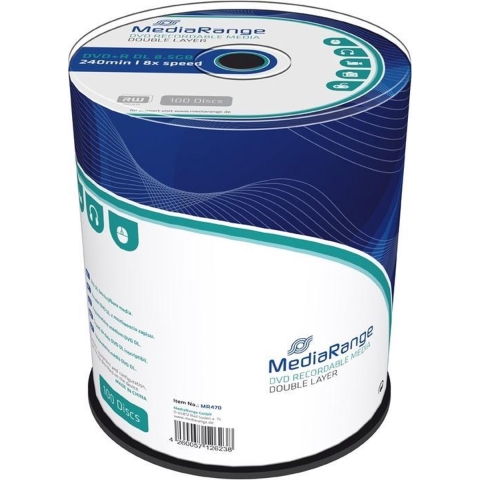 MediaRange MR470 8.5GB DVD+R DL 100stuk(s) lege dvd