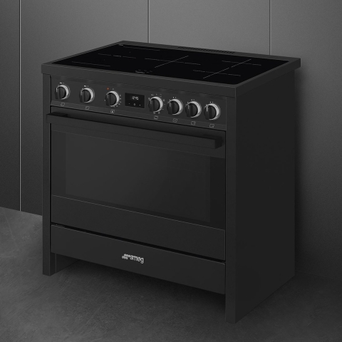 SMEG B95IMAN9 INDUCTIEFORNUIS - 5 Zones - Full Black - antraciet
