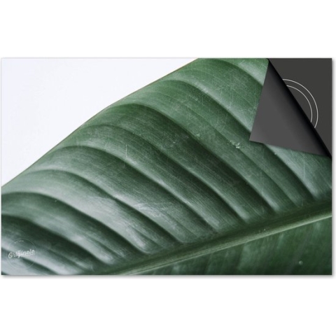 Inductie beschermer 60x60 - afdekplaat inductie mat - Dietrix Kookplaat beschermer - Exclusief - Leaves - 3 Wit met groen blad