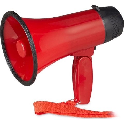 Relaxdays megafoon grappig - megaphone kunststof - rood - stemversterker - 10 watt