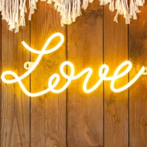 Partydeco - Neon LED - Love, wit, 61 x 27,4 cm