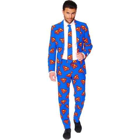 OppoSuits Superman™ - Heren Pak - DC Comics Superheld - Blauw - Maat EU 60