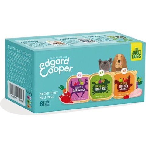 12x Edgard & Cooper Hondenvoer Multipack Kip - Wild - Lam 6 x 100 gr