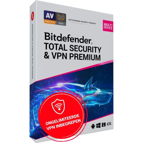 Bitdefender Total Security 2022 + VPN - Beveiligingssoftware - 12 Maanden - 10 Apparaten - Nederlands