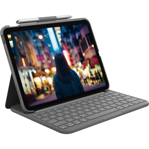 Logitech Slim Folio Grijs Bluetooth QWERTZ Zwitsers
