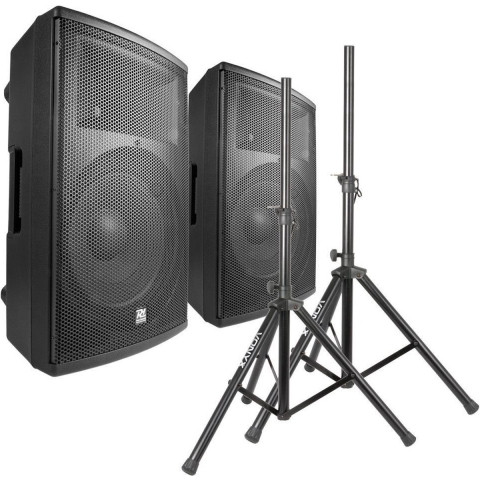 Power Dynamics PD415A Pro speakerset met 2 statieven