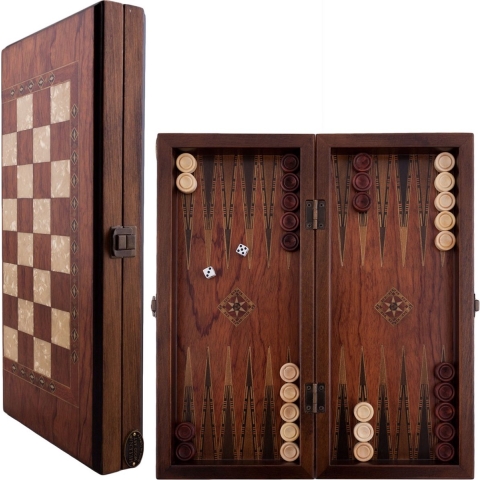 Handgemaakte Houten Backgammon Speelset van Hoge Kwaliteit - Tavla - 100% Hout - Luxe uitgave - TricTrac - 36 x 17 cm