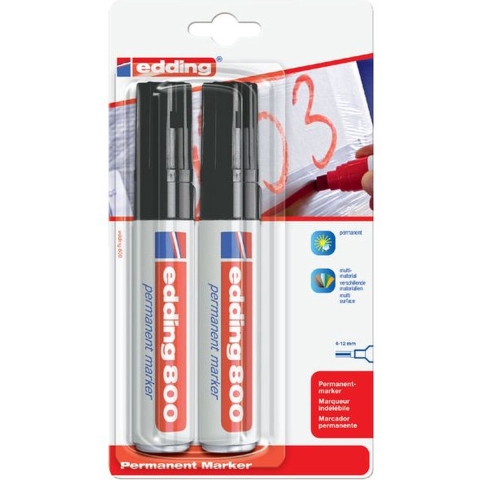 Viltstift edding 800 schuin zwart 4-12mm blister à 2st - 6 stuks