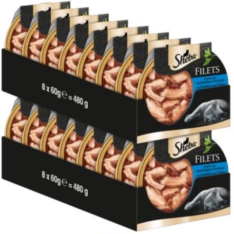Sheba - Filets - Stukjes Kip & Tonijn in Saus - 16x60gr