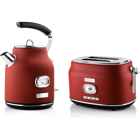 Westinghouse Retro Waterkoker +  Broodrooster 2 Sleuven - Rood