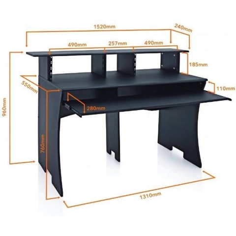 Innox WSA-05-BK Studio workstation - Zwart - twee 3U racks
