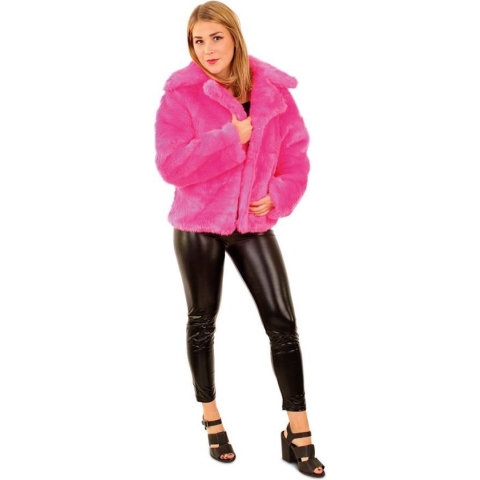 Bunny & Playboy Kostuum | Bontjas Aso Schreeuwend Roze Vrouw | Maat 44-46 | Carnaval kostuum | Verkleedkleding