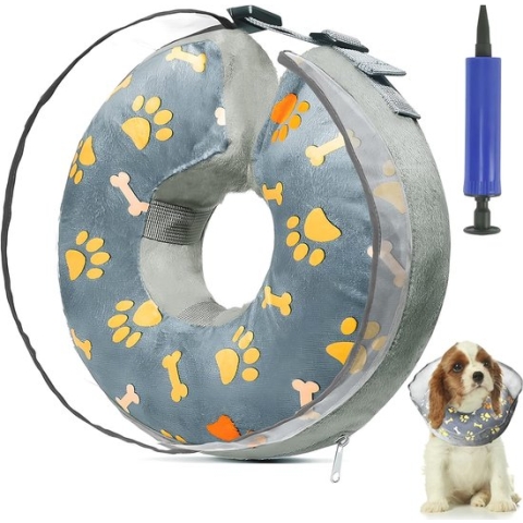 Opblaasbare halsband voor honden - Beschermende Hondenkraag klittenbandsluiting - M