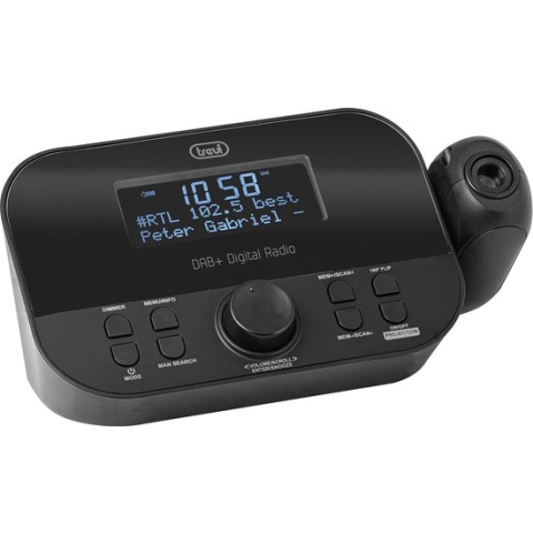 Wekkerradio met tijd projectie, DAB / DAB + digitale ontvanger - Trevi RC 85D8, zwart